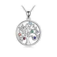 yfn collier arbre de vie argent sterling pendentif 7 chakra bijoux arbre cadeaux pour femme fille (pendentif)