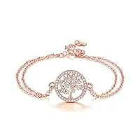 micory bracelet arbre de vie femmes argent sterling 925 avec zircone, réglable bracelets pour maman femme filles bijoux cadeau (17+ 4cm)