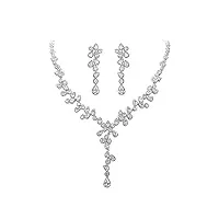 clearine parure femme mariage zircon thème de goutte d'eau bijoux ensemble de collier plastron boucles d'oreilles pendantes strass