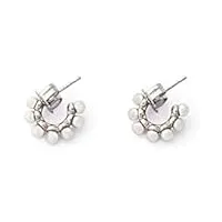majorica - boucles d'oreilles ada avec perles blanches - petits anneaux en argent rhodié - perles rondes de 3 mm - fermoir type papillon - bijoux pour femme