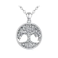 collier arbre de vie pour femme, pendentif arbre de vie celtique en argent sterling 925, cadeaux de bijoux pour fête des mères d'anniversaire pour femmes fille maman Épouse petite amie…