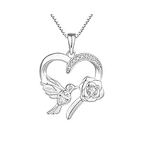 starchenie rose fleur pendentif oiseau mignon animal amour coeur pendentif 925 bijoux en argent sterling dame