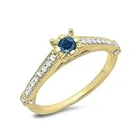 joyara bague femme 14 ct or jaune diamants 0.40 ct bleu diamants solitaire accents