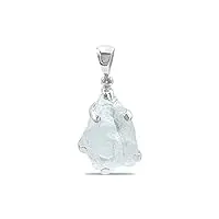 starborn pendentif en cristal aigue-marine brut en argent sterling moyen