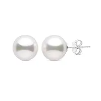 boucles d'oreilles en perles de culture rondes pour femme, taille 9-9.5mm, qualité aaa, en argent sterling 925