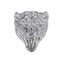 bobijoo jewelry - bague tête ours homme acier inoxydable argenté 60gr yeux faux diamants - 60 (9 us)