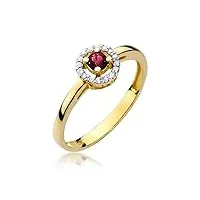 bague de fiançailles solitaire pour femme - or jaune 585 14 carats - diamant naturel véritable, 67 (21.3), 585, rubis