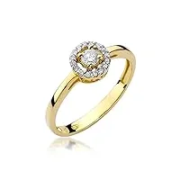 bague de fiançailles solitaire pour femme - or jaune 585 14 carats - diamant naturel véritable, 67 (21.3), pierre, diamant