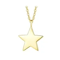 collier femme or jaune 14 carats 585/1000 avec Étoile pendentif et chaîne bijoux minimaliste pour femme filles - chaîne ajustable: 40 + 5 cm