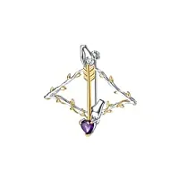 gem's beauty broche améthyste coeur amoureux 925 sterling silver cupidon arrow broches 18k gold filled gemstone broches and pins pour la mode féminine