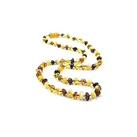 amber jewelry shop collier d'ambre adulte - collier d'ambre baroque multicolore | collier en ambre véritable certifié 46cm