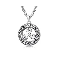 praymos collier celtique en argent sterling 925 avec pendentif nœud irlandais vintage - cadeau d'anniversaire pour homme et femme, argent