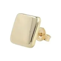 gioiello italiano - boucle d'oreille carrée pour homme en or 14kt, deux couleurs au choix, 0.9x0.9cm