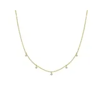 carleen collier femme en or jaune 585/1000 avec 5 moissanite 0.5 carat ronde petit pendentif et chaîne cadeau bijoux pour femme filles - chaîne ajustable: 40 + 5 cm