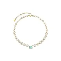 krkc ruby collier de perles avec pendentif en forme d'opale naturelle pour femme, émeraudes, pour anniversaire, mariage, bijoux, acier inoxydable perle zircone cubique, perle oxyde de zirconium