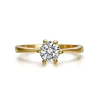 bobijoo jewelry - bague solitaire bijou fiançailles mariage femme 6 griffes acier inoxydable or doré plaqué - 50 (5 us)