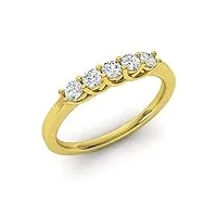 diamondere alliance en or jaune 9 carats avec diamant naturel et certifié | bague à cinq pierres pour femme taille m n, métal métal pierre, diamant