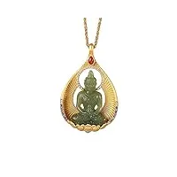 lvyan s925 argent sterling plaqué or jade naturel gris jade pendentif rétro dipamkara bouddha pendentif femme