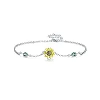 soeson bracelets de tournesol bracelet en argent sterling 925 avec zircon cubique bracelet réglable bijoux cadeaux pour femmes filles