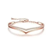 praelinos minimalisme bracelet pour femme plaqué or blanc breloques réglable bracelet 5a zircone cubique bijoux cadeau pour femme anniversaire fête des mères saint valentin noël