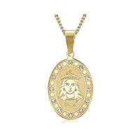 bobijoo jewelry - pendentif collier gitan médaillesainte sara acier inoxydable or faux diamants doré