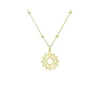 wanda plata collier pendentif chakra coeur anahata en argent massif 925 plaqué or, pour femme, collier de yoga dans une boîte cadeau (or)
