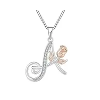 starchenie collier alphabet rose collier lettre a pendentif zircone collier en argent 925 pour femme
