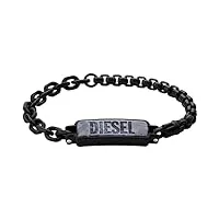 diesel bracelet pour homme en acier, l 185mm x l 11,3mm x h 7,3mm bracelet noir en acier inoxydable, dx1326001