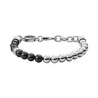 diesel bracelet pour homme, perles, l 180-195mm x l 8mm x h 8mm bracelet en acier inoxydable argenté, dx1323040
