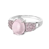 artipol bague quartz rose véritable fabr. européenne style français - bijoux en argent rhodié - réf. 38-21 - taille 60