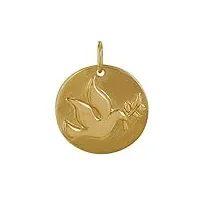 les poulettes bijoux - pendentif plaqué or médaille ronde colombe de la paix