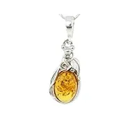 artipol pendentif ambre véritable fabr. européenne style français - bijoux en argent - réf. p-30-01 - diverses pierres
