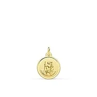 alda joyeros médaille saint christophe 18k 12mm bisel - pendentif femme