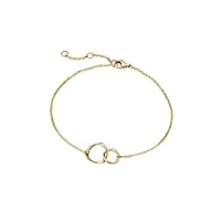 fancime bracelet infini en or jaune 585 14 carats avec love charm cadeau bijoux pour femmes filles - longueur du bracelet : 17 + 3 cm