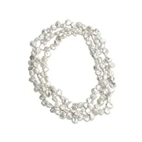 secret & you collier de perles de culture d'eau douce keshi baroque, longueur 120 cm perles baroques de keshi 7-9 à 10-11 mm nouées toutes les 4 perles
