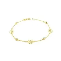 bracelet femme fille or jaune 9 carats arbre de la vie circonite brillant 18 cmcoffret cadeau - certificat de garantie - mondepetit
