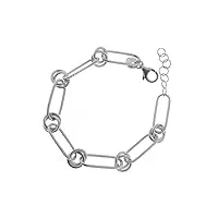 orus bijoux - bracelet argent grosse maille et double cercle lisse et diamanté - taille : 18cm