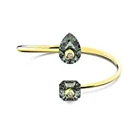 swarovski bracelet-jonc numina femme, cristaux gris contrastés taille poire et impériale, placage de ton or, gris, taille l