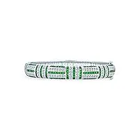 bling jewelry bracelet jonc de style art déco avec dôme en zircone cubique simulée verte pour femmes laiton plaqué argent