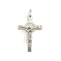 pendentif croix saint benoît en argent sterling. taille 37 mm, argent