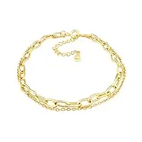 sofia milani - bracelet pour femme en argent sterling 925 - plaqué or - chaîne de couches - b0273