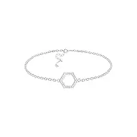 sofia milani - bracelet pour femme en argent 925 - avec pierre de zircon - avec pendentif en forme d'hexagone - b0265