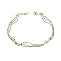 materia by matthias wagner bracelet fin pour femme en argent 925 bicolore 17,5-18 cm sa-128, 17 centimeters, argent sterling