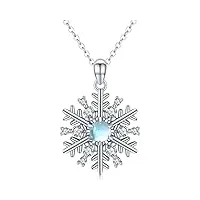 midir&etain collier flocon de neige 925 en argent sterling pierre de lune pendentif flocon de neige collier bijoux cadeaux de noël pour femmes filles dames