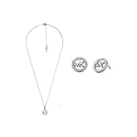 michael kors - collier et boucles d'oreilles avec logo en argent sterling pour femme
