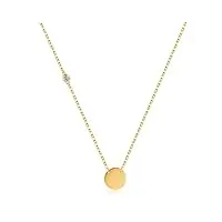 fancime collier femme avec pendentif or jaune 14 carats 585, véritable diamant naturel cadeau bijoux pour femme filles - chaîne ajustable: 40 + 5 cm