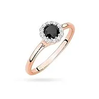 bague pour femme en or rose avec diamants noirs de 0,50 ct dont diamants 0.10 carats, or 14 carats (585) | bague avec boîte | bague pour femme, métal, schwarzer diamant
