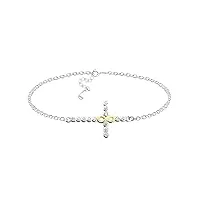 sofia milani - bracelet pour femme en argent 925 - plaqué or - avec pierre de zircon - avec pendentif en forme de croix infini - bicolore - b0282