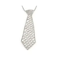 avalaya collier à cravate en métal argenté avec cristaux transparents 37 cm x 17 cm x 15 cm
