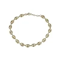 gioiello italiano - bracelet unisexe en or jaune de 14kt chaîne d'ancre, longueur de 19,5 à 21,5 cm